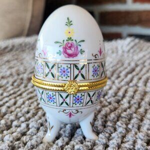 Vintage Egg Shaped Trinket Box
